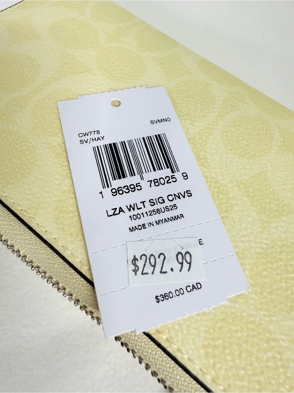 Coach Butter Yellow Long Zip Around Wallet In Signature Canvas Bag Purse cw778